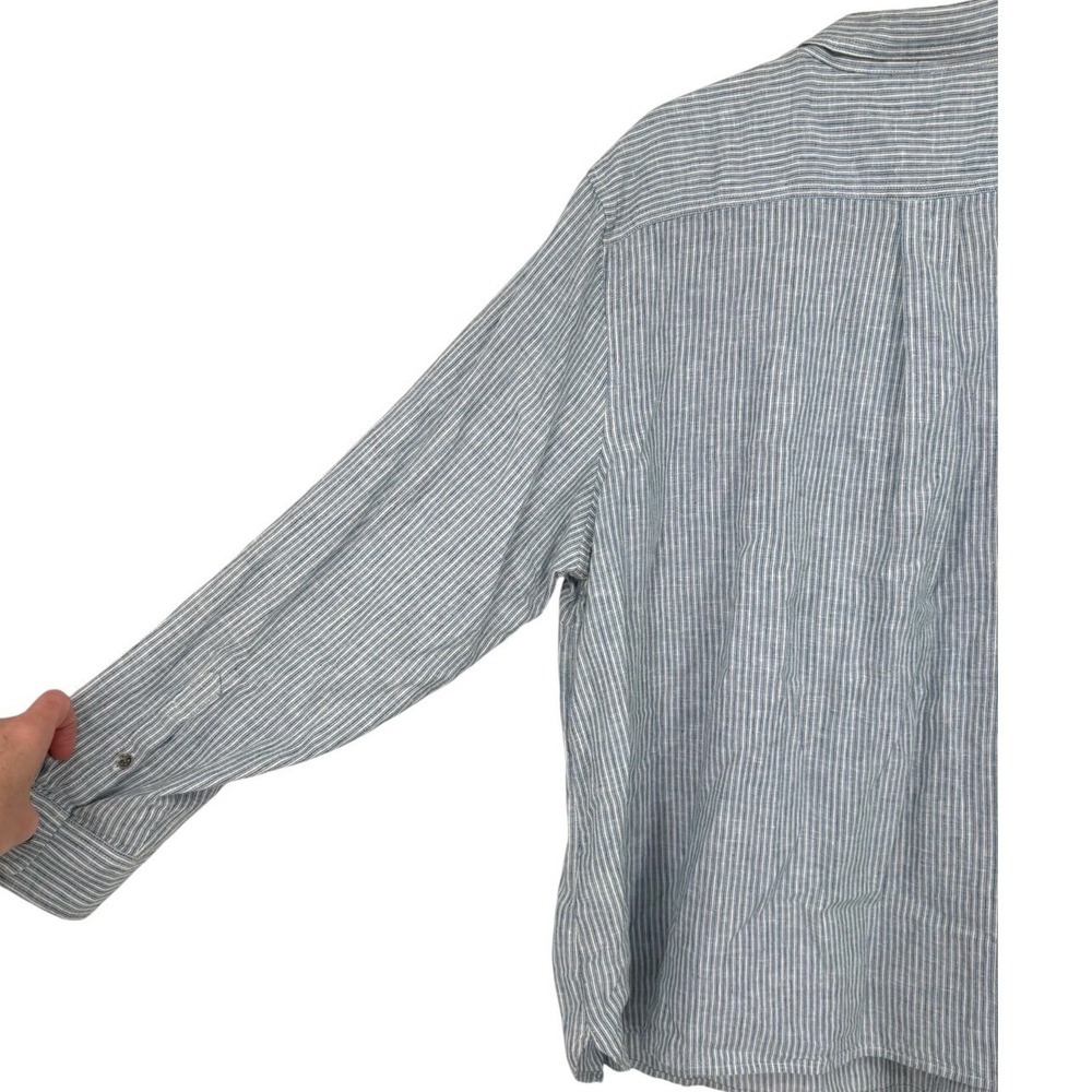 NWT Chaps Womens Cobble Ave Blue White Striped Linen Cotton Henley Shirt Size 3X - Picture 12 of 15